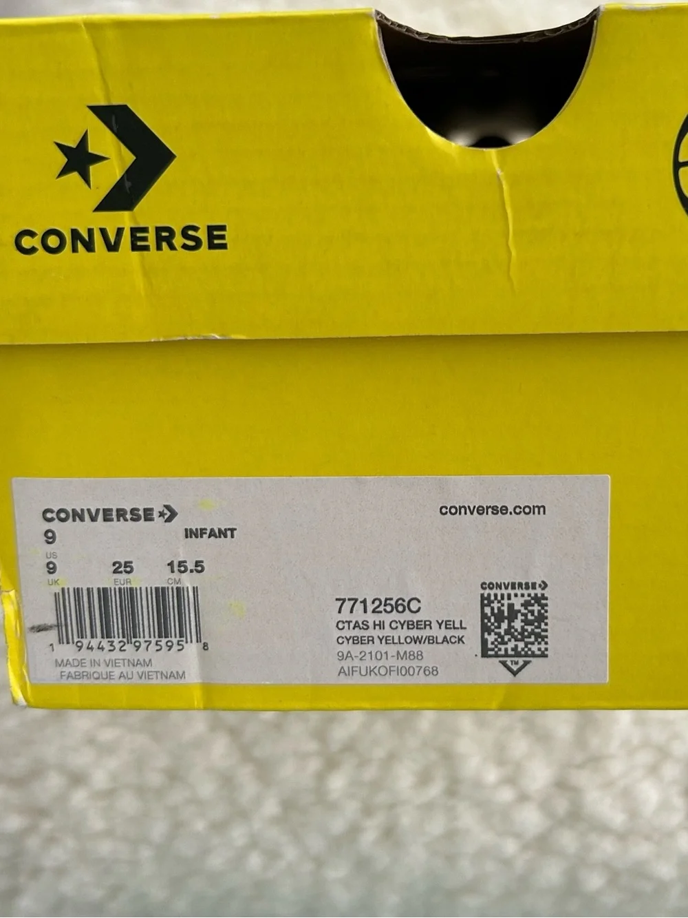 Converse x Chinatown Market CTAS Cyber Yellow Black High Top Smiley Sneaker Sz 9